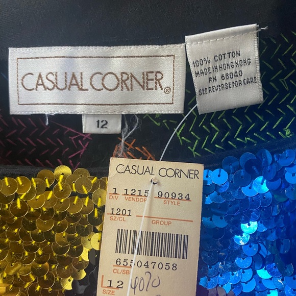 SOLD NWT Vtg Casual Corner Multicolor Rainbow Sequin Pencil Skirt Sz 12 90s - Picture 7 of 7